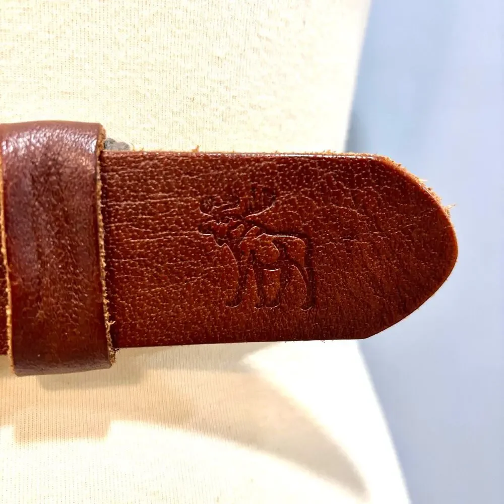 VTG Abercrombie Men's Brown Leather Wide Belt Western Moose Gorpcore 35